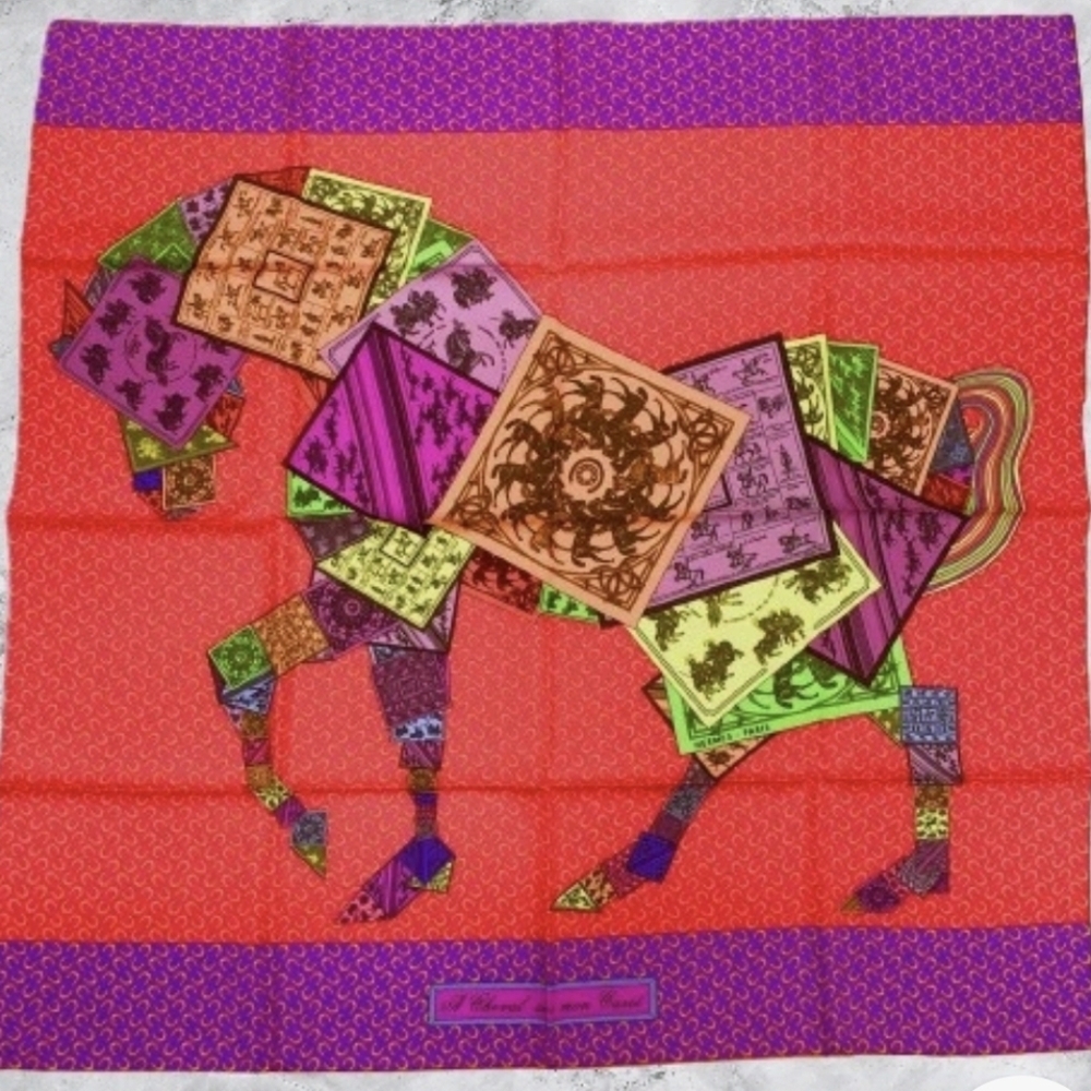 Hermes Carre 90, A Cheval Sur Mon, Authentic In Excellent Condition